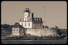 Rose Island Lighthouse in Rhode Island -Sepia Tone